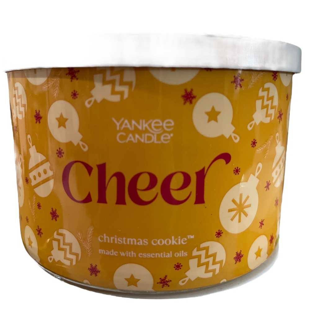 Yankee Candle Christmas Cookie 3-Wick Candle 18oz White Lid 30-50 Burn Brand New